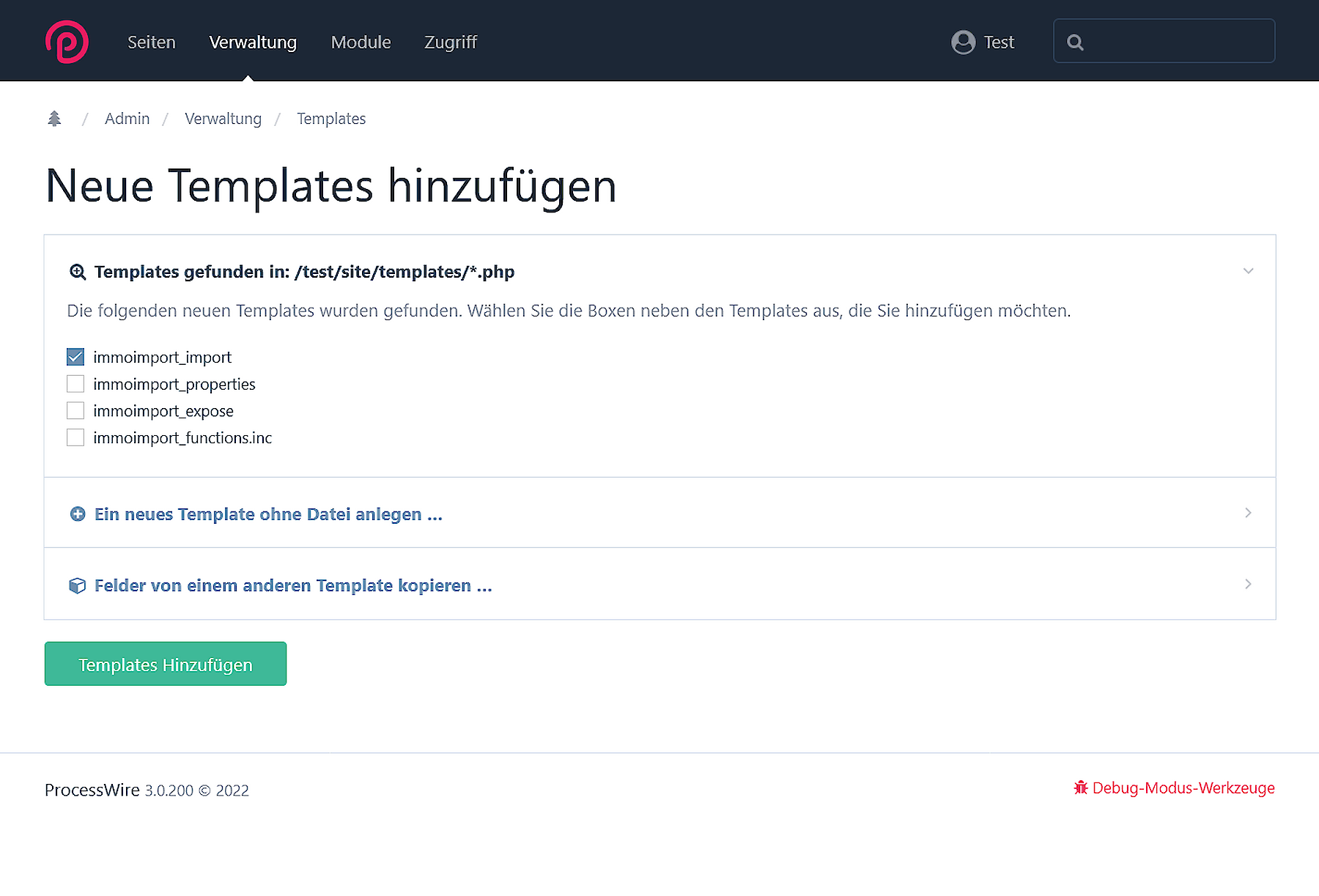 Templates anlegen