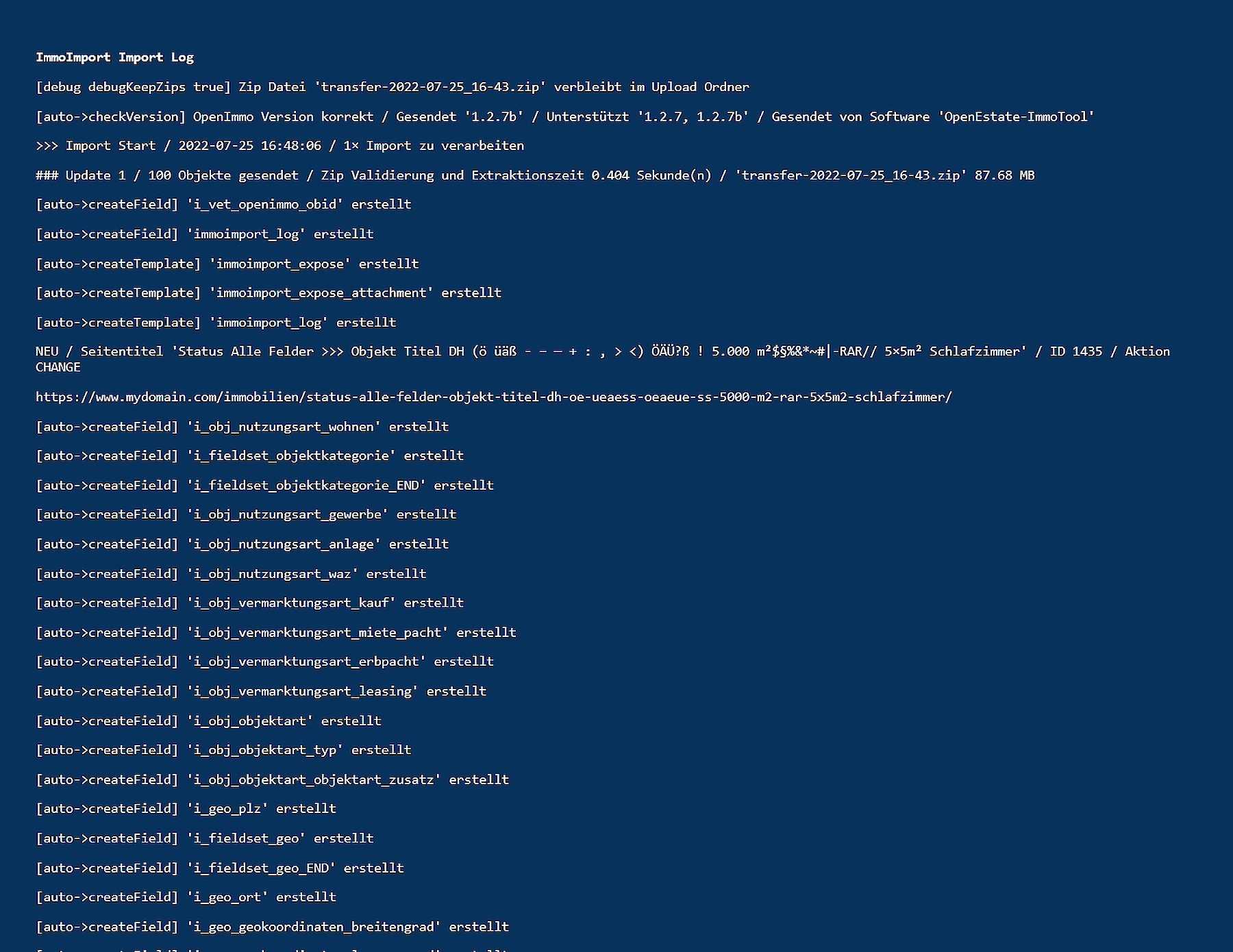 Import Log