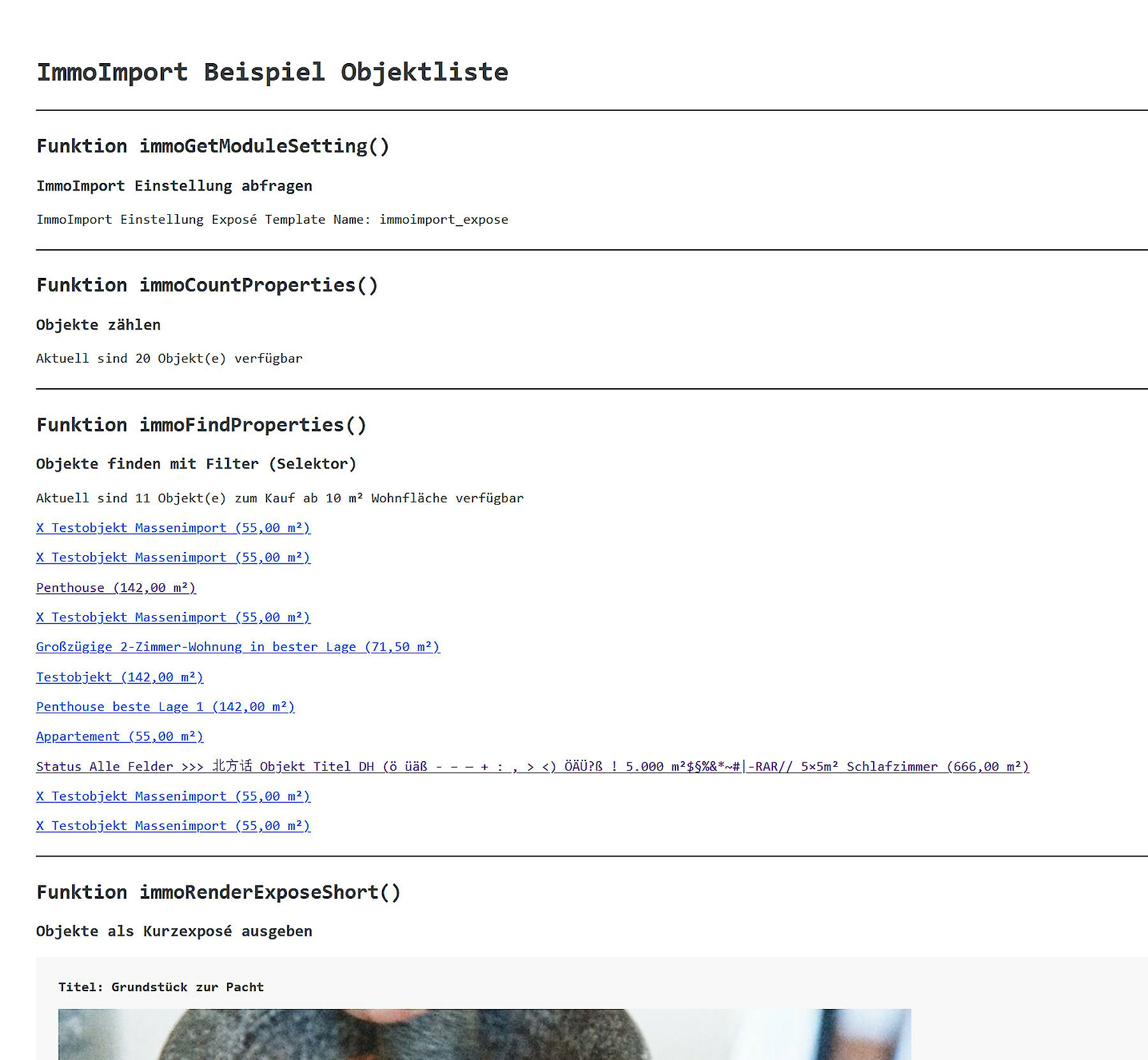 Beispiel Ausgabe Objektliste