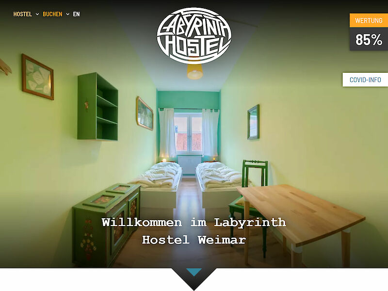 Screenshot Website Labyrinth Hostel