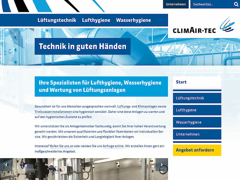 Screenshot Website climAir-tec