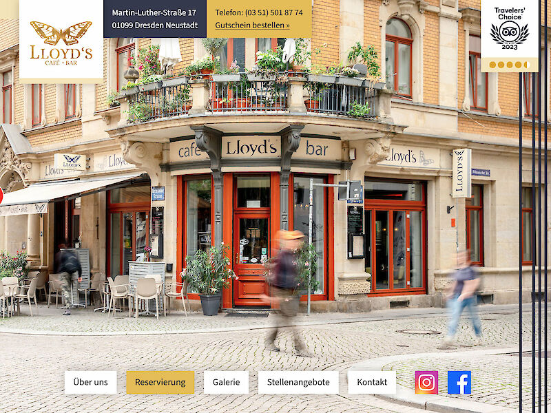 Screenshot Website Lloyd’s Café & Bar
