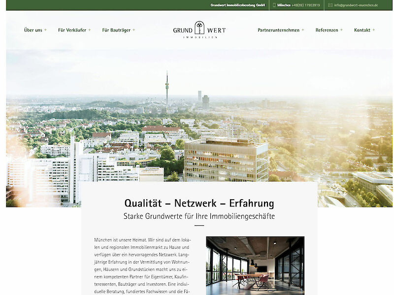 Screenshot Website Grundwert Immobilien